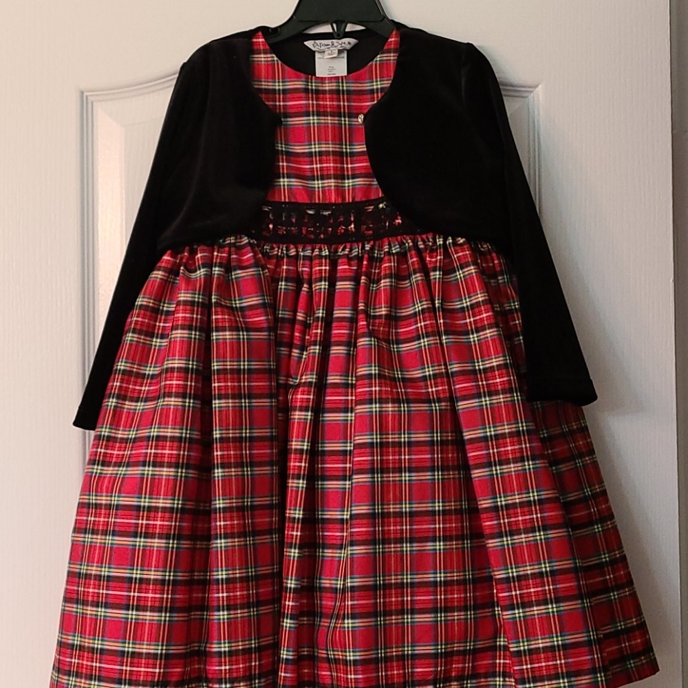 Holiday plaid girls dress
